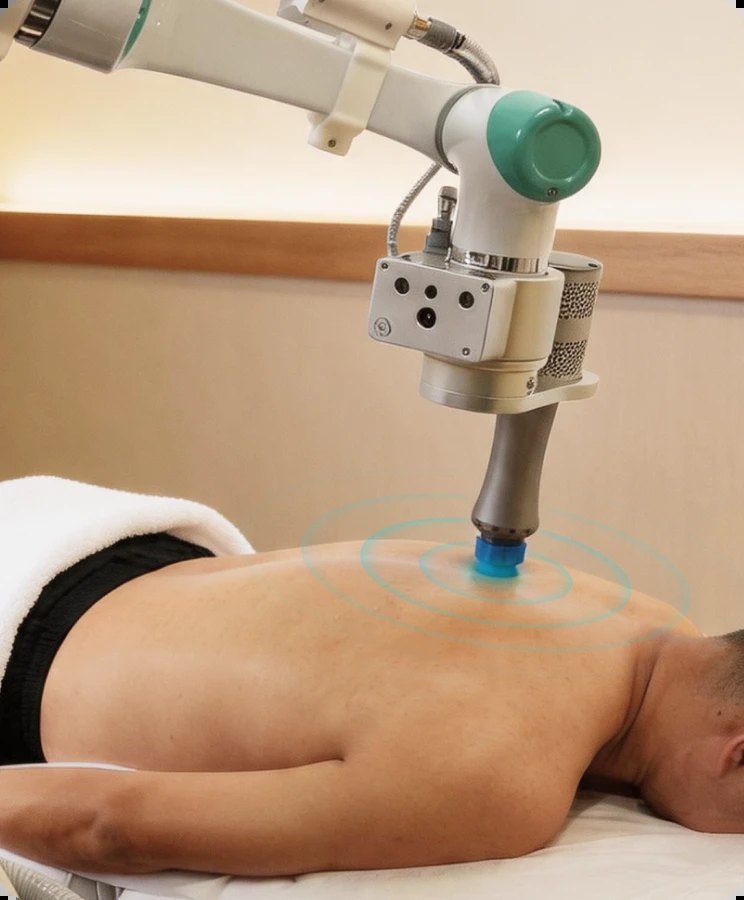 Sports recovery treatment being delivered to an athlete